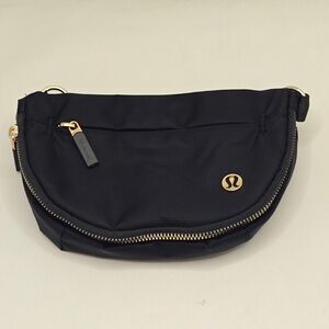 lululemon athletica Black Crossbody Pouch with Gold Accents